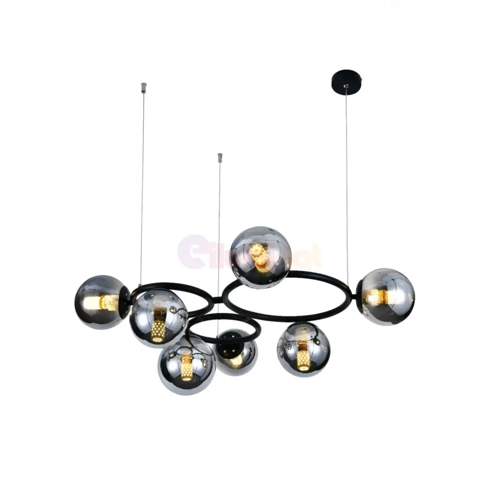 Lustra Suspendata DIONIS Circles Black Abajur Fumuriu 7xE27 Chandeliers