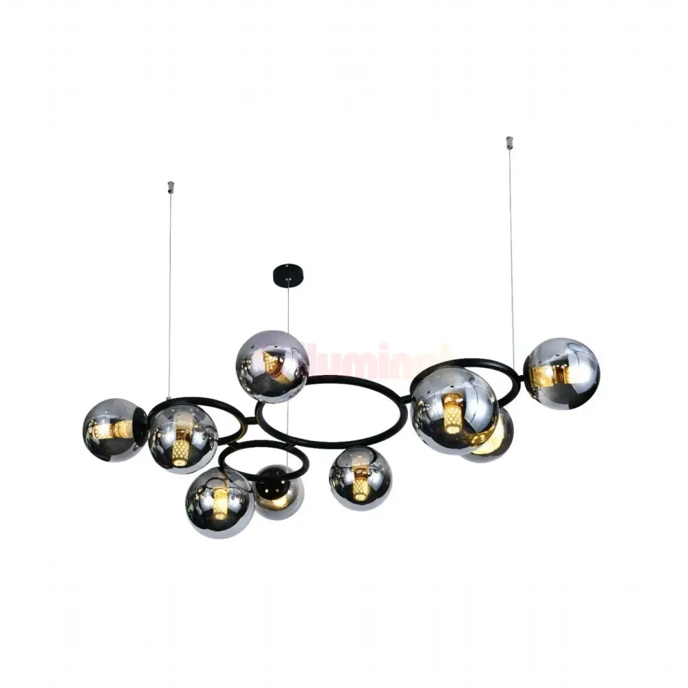 Lustra Suspendata DIONIS Circles Black Abajur Fumuriu 9xE27 Chandeliers