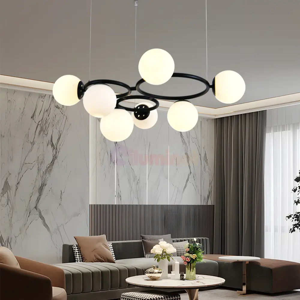 Lustra Suspendata DIONIS Circles Black Abajur Mat 7xE27 Chandeliers