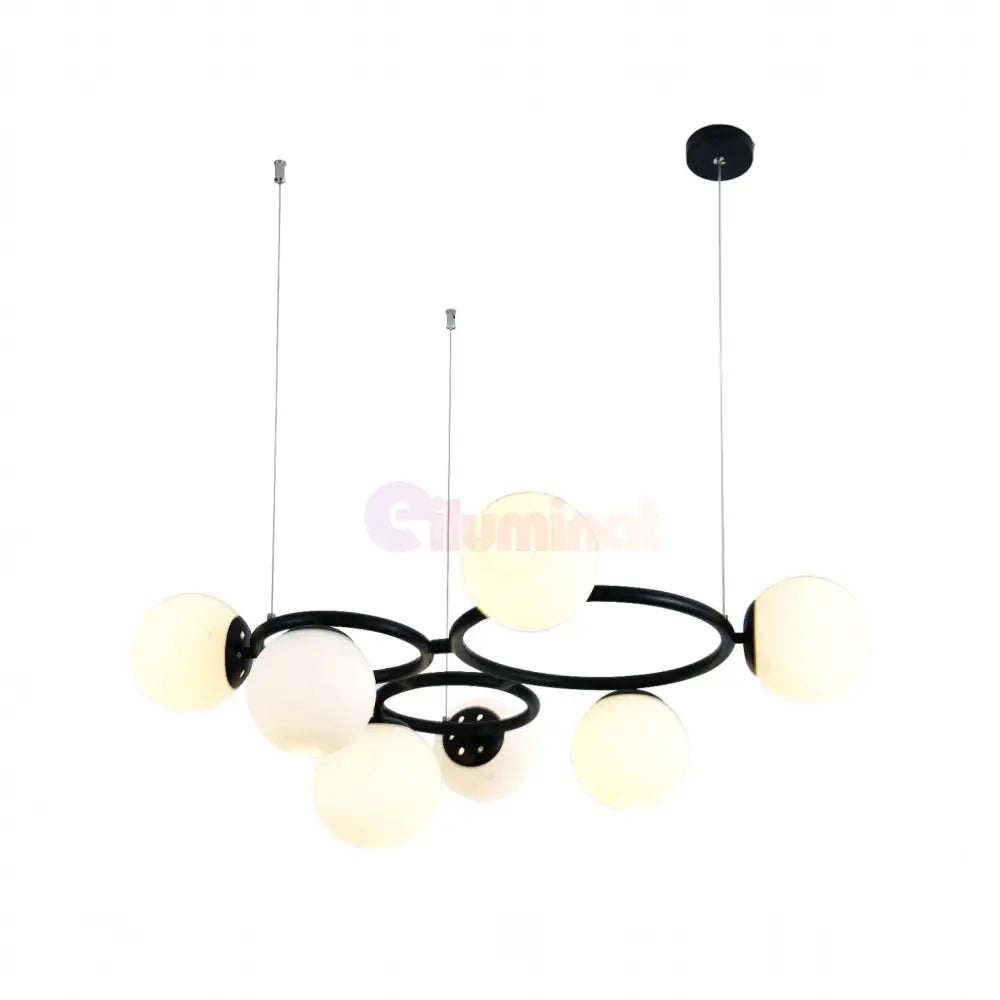 Lustra Suspendata DIONIS Circles Black Abajur Mat 7xE27 Chandeliers