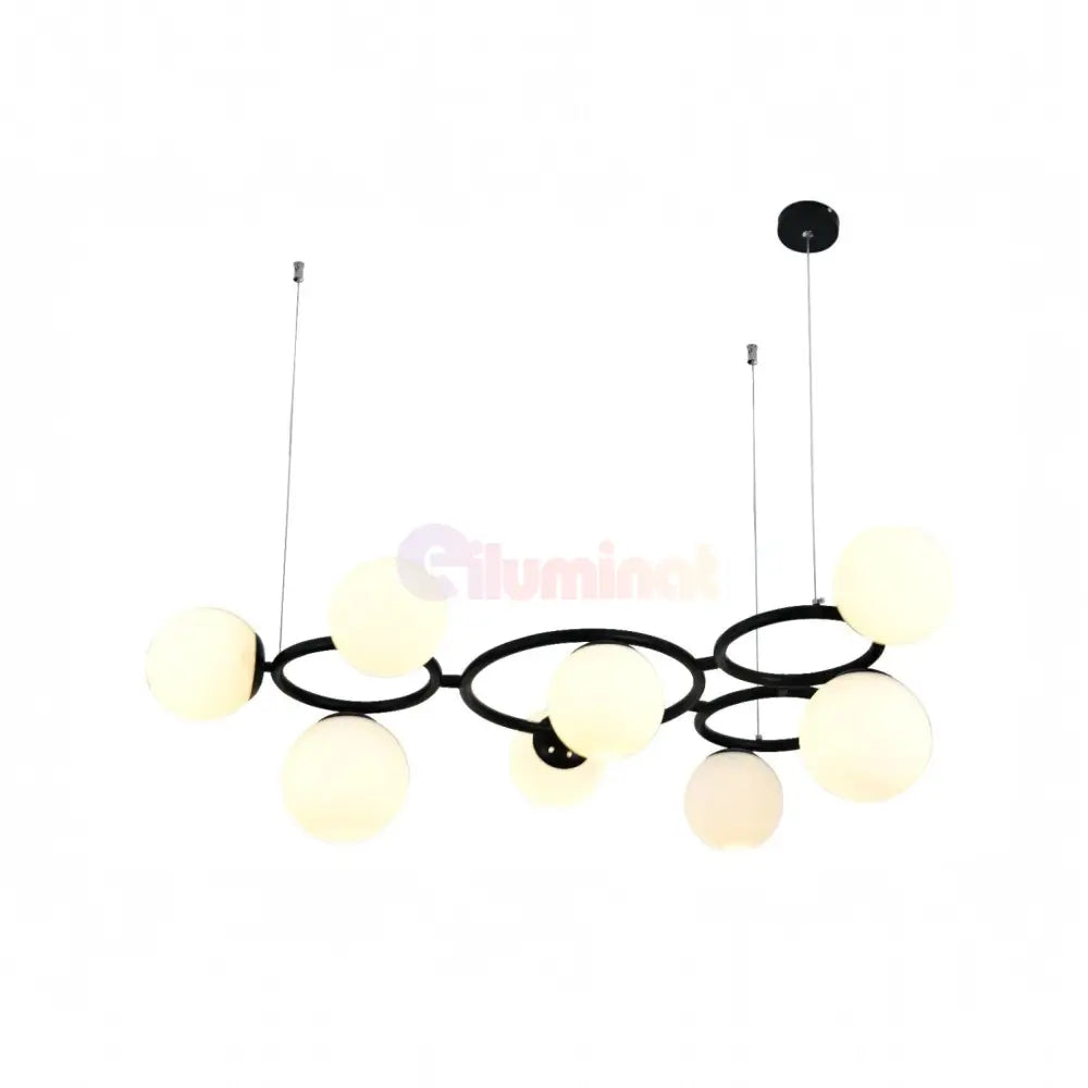 Lustra Suspendata DIONIS Circles Black Abajur Mat 9xE27 Chandeliers