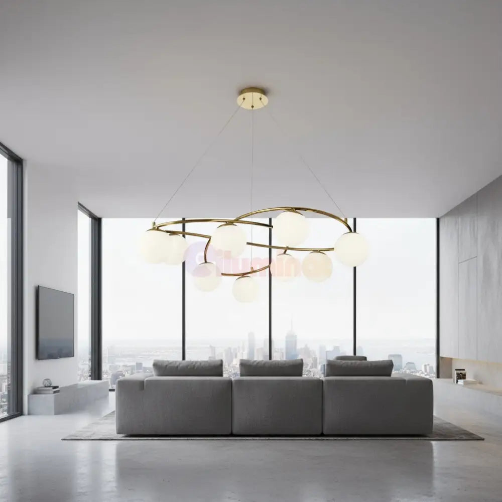 Lustra Suspendata DIONIS Gold Abajur Mat 9xE27 Chandeliers