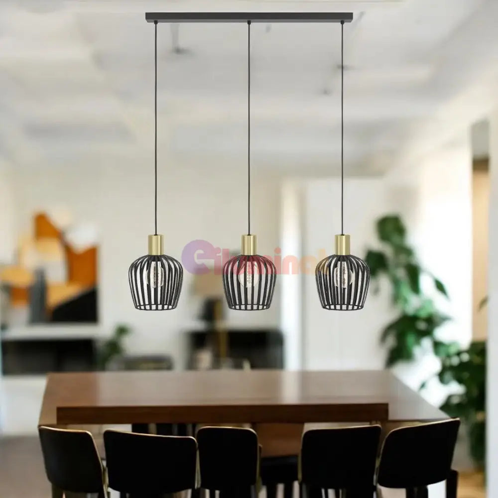 Lustra Suspendata EMPOLI Black & Gold 110CM NEGRU + AURIU / VINTAGE SI RETRO DESIGN / 110CM Chandeliers