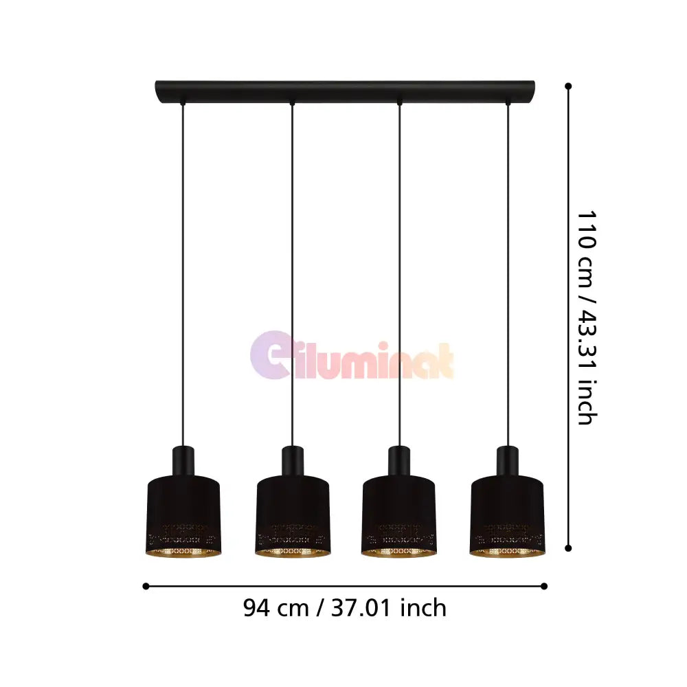 Lustra Suspendata ESTEPERRA Black & Gold 110CM NEAGRA / VINTAGE SI RETRO DESIGN / 110CM Chandeliers