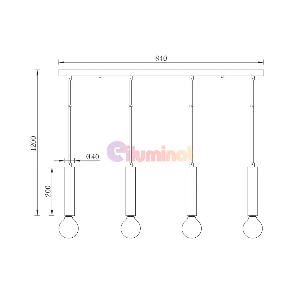 Lustra Suspendata Exquisite Golden Suport Liniar 4Xe27 Lighting Fixtures