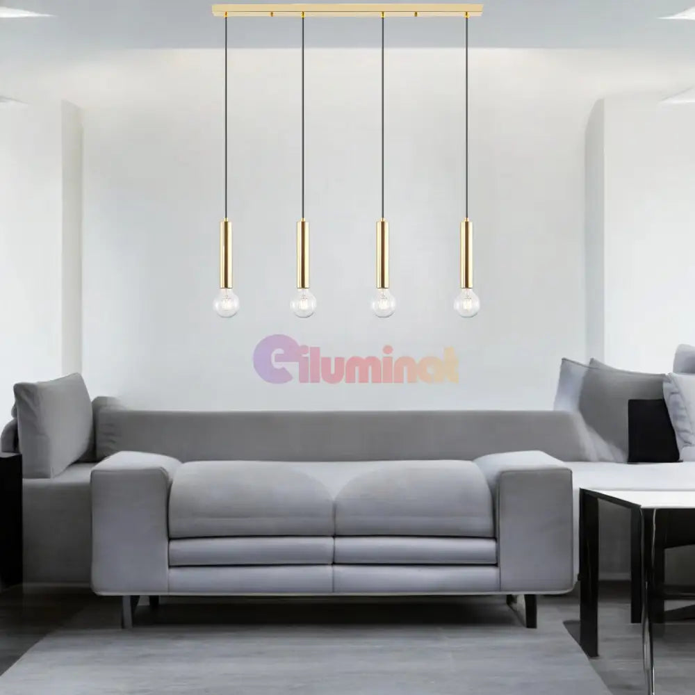 Lustra Suspendata Exquisite Golden Suport Liniar 4Xe27 Lighting Fixtures