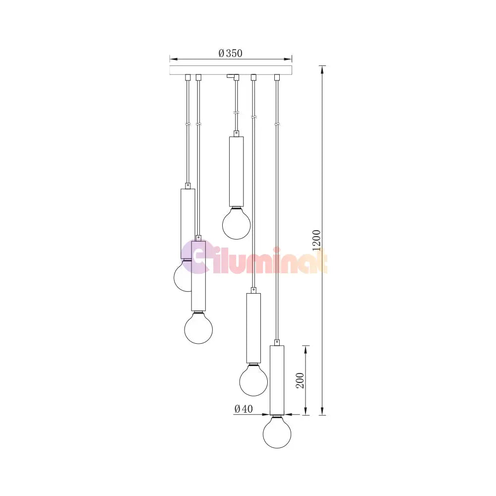 Lustra Suspendata Exquisite Golden Suport Rotund 5Xe27 Lighting Fixtures