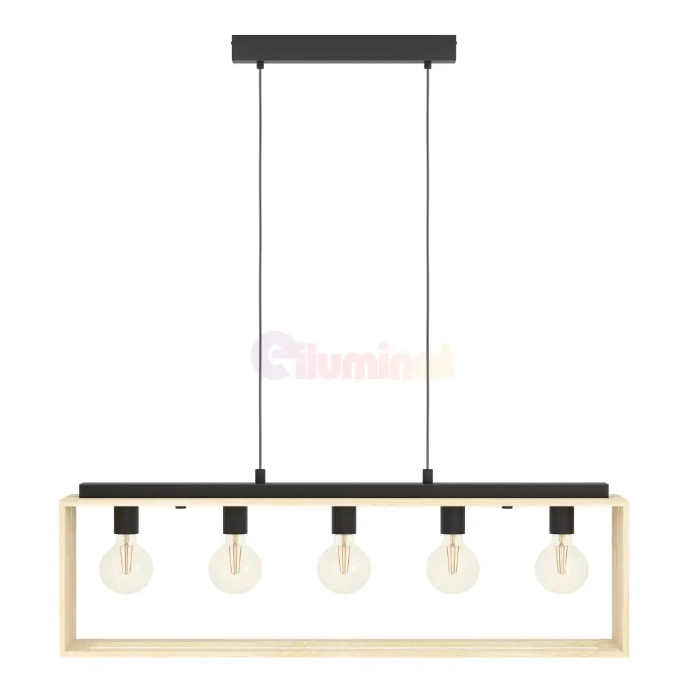 Lustra Suspendata FAMBOROUGH Black & Wood 100x16CM Chandeliers