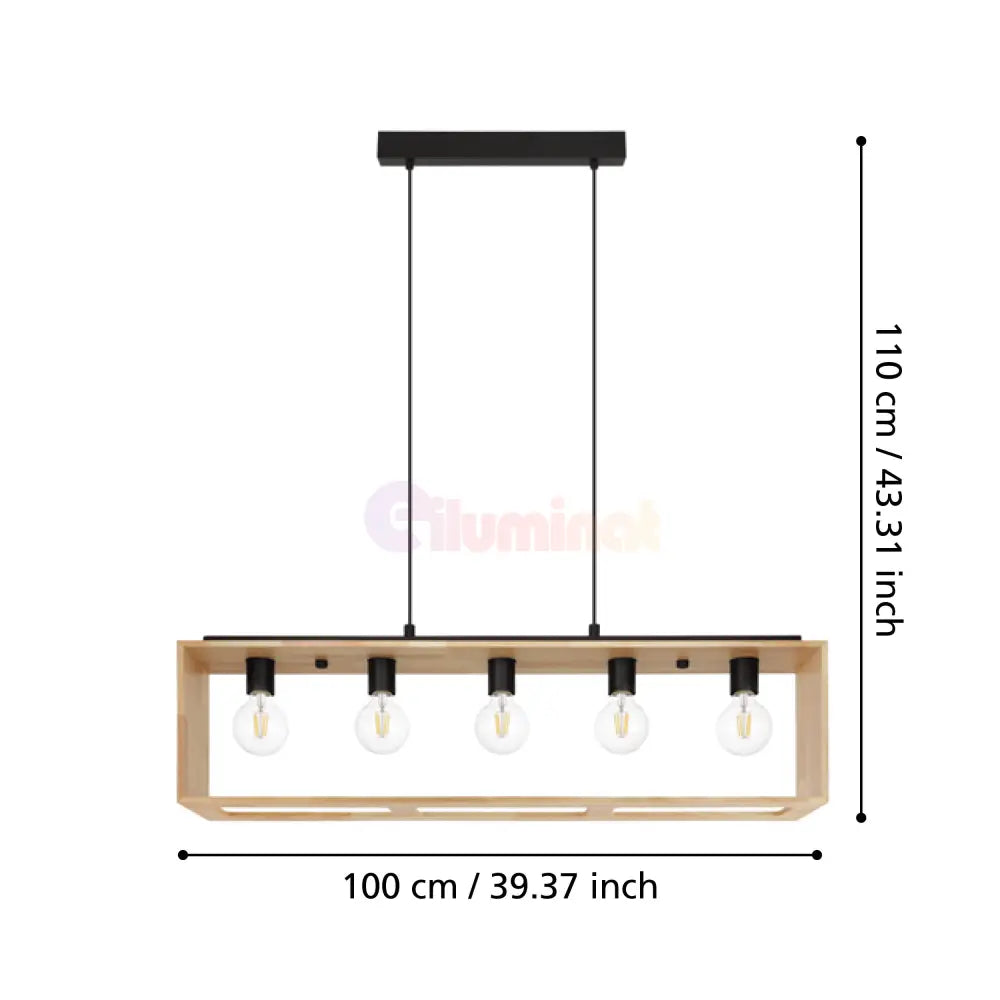 Lustra Suspendata FAMBOROUGH Black & Wood 100x16CM Chandeliers