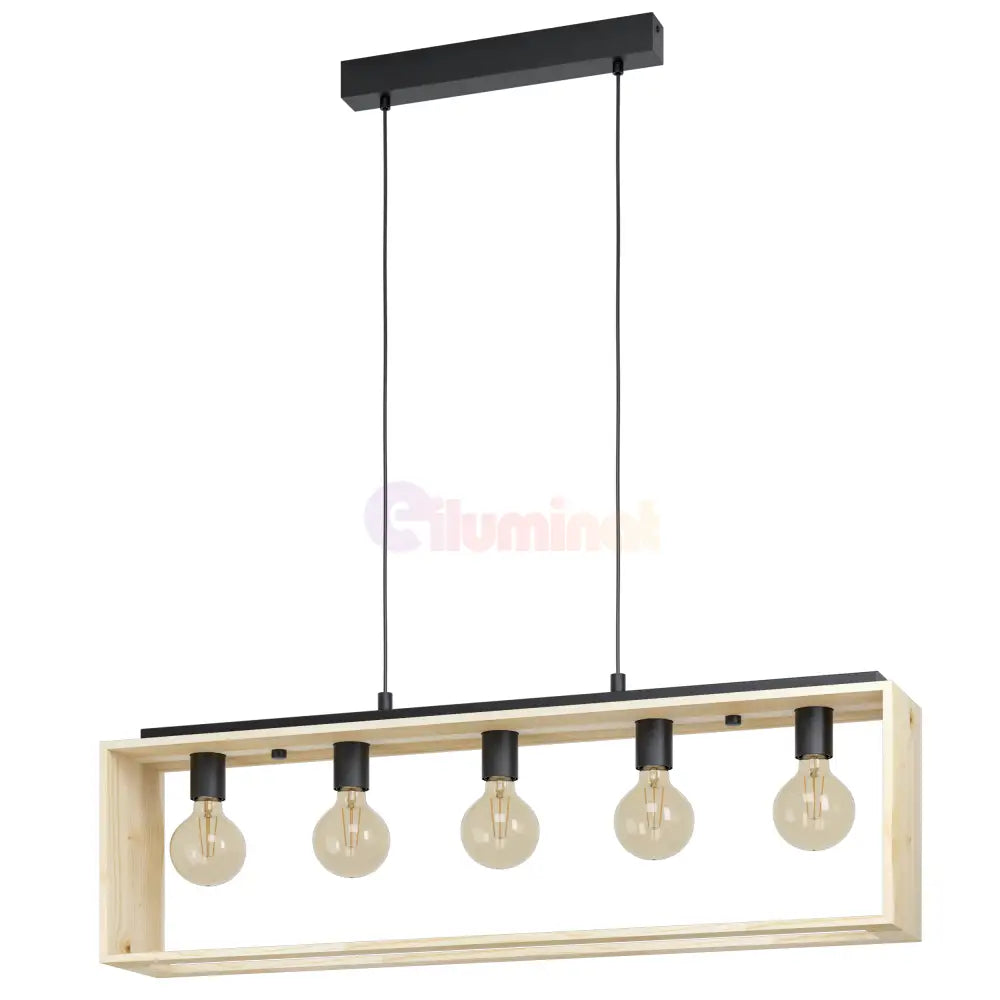 Lustra Suspendata FAMBOROUGH Black & Wood 100x16CM Chandeliers
