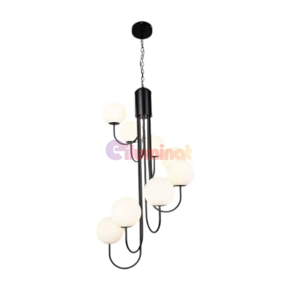Lustra Suspendata FUBRI Black Abajur Mat NEAGRA / ABAJUR / 8 Chandeliers