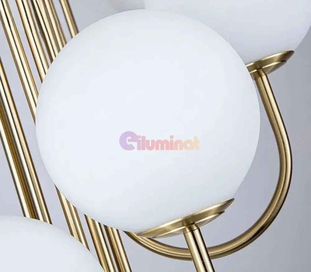 Lustra Suspendata FUBRI Gold Abajur Mat AURIE / ABAJUR / 8 Chandeliers