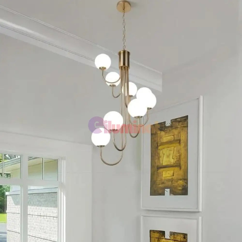 Lustra Suspendata FUBRI Gold Abajur Mat AURIE / ABAJUR / 8 Chandeliers