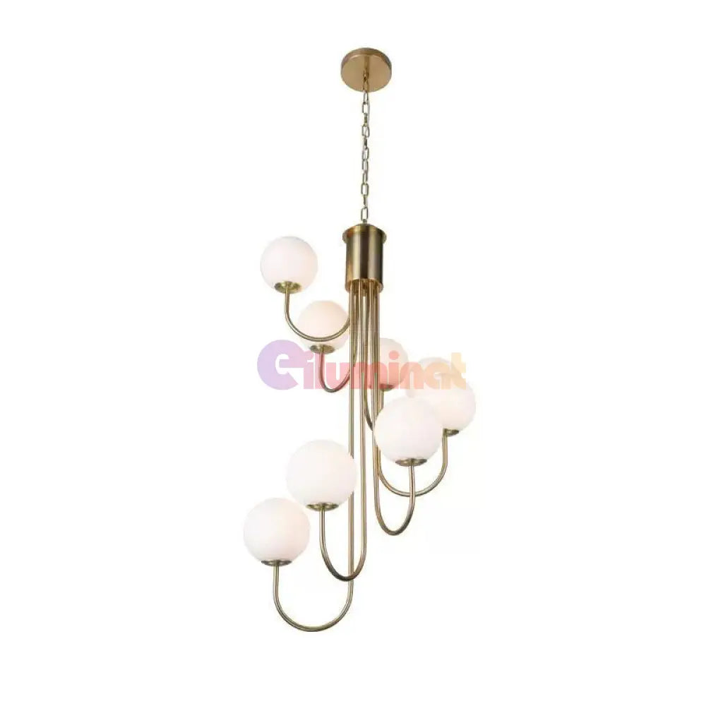 Lustra Suspendata FUBRI Gold Abajur Mat AURIE / ABAJUR / 8 Chandeliers