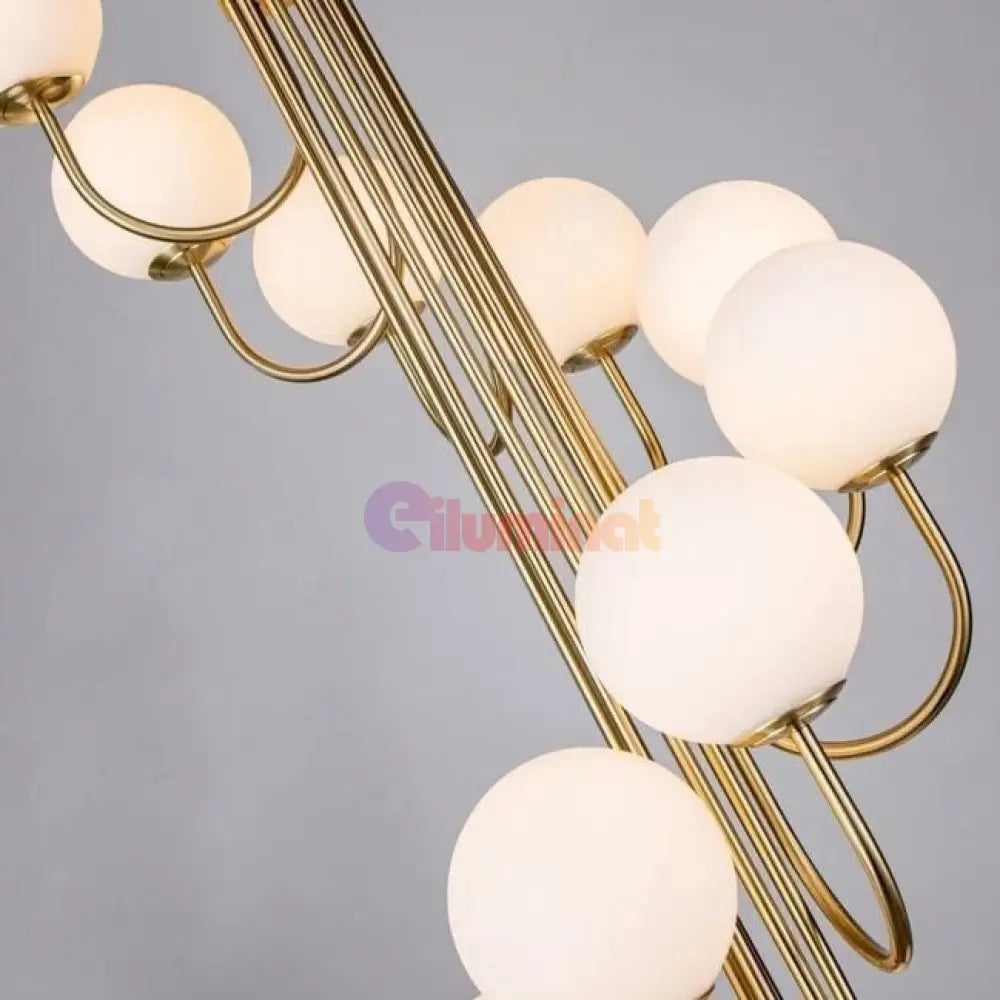 Lustra Suspendata FUBRI Gold Abajur Mat AURIE / ABAJUR / 8 Chandeliers