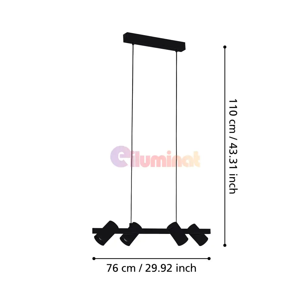 Lustra Suspendata GATUELA 1 Black 110CM NEAGRA / VINTAGE SI RETRO DESIGN / 110CM Chandeliers