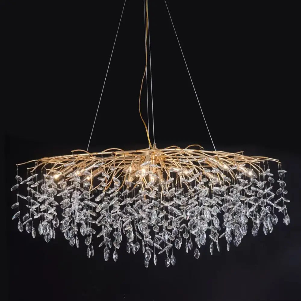 Lustra Suspendata Gold Klara Ovala 120x45 cm AURIE / CRISTAL / 120CM Chandeliers Crystal