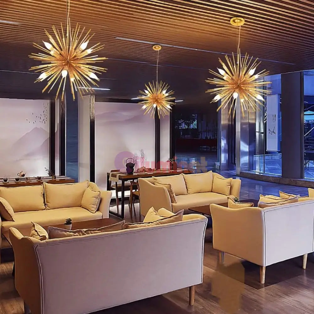 Lustra Suspendata Golden Sun Chandeliers