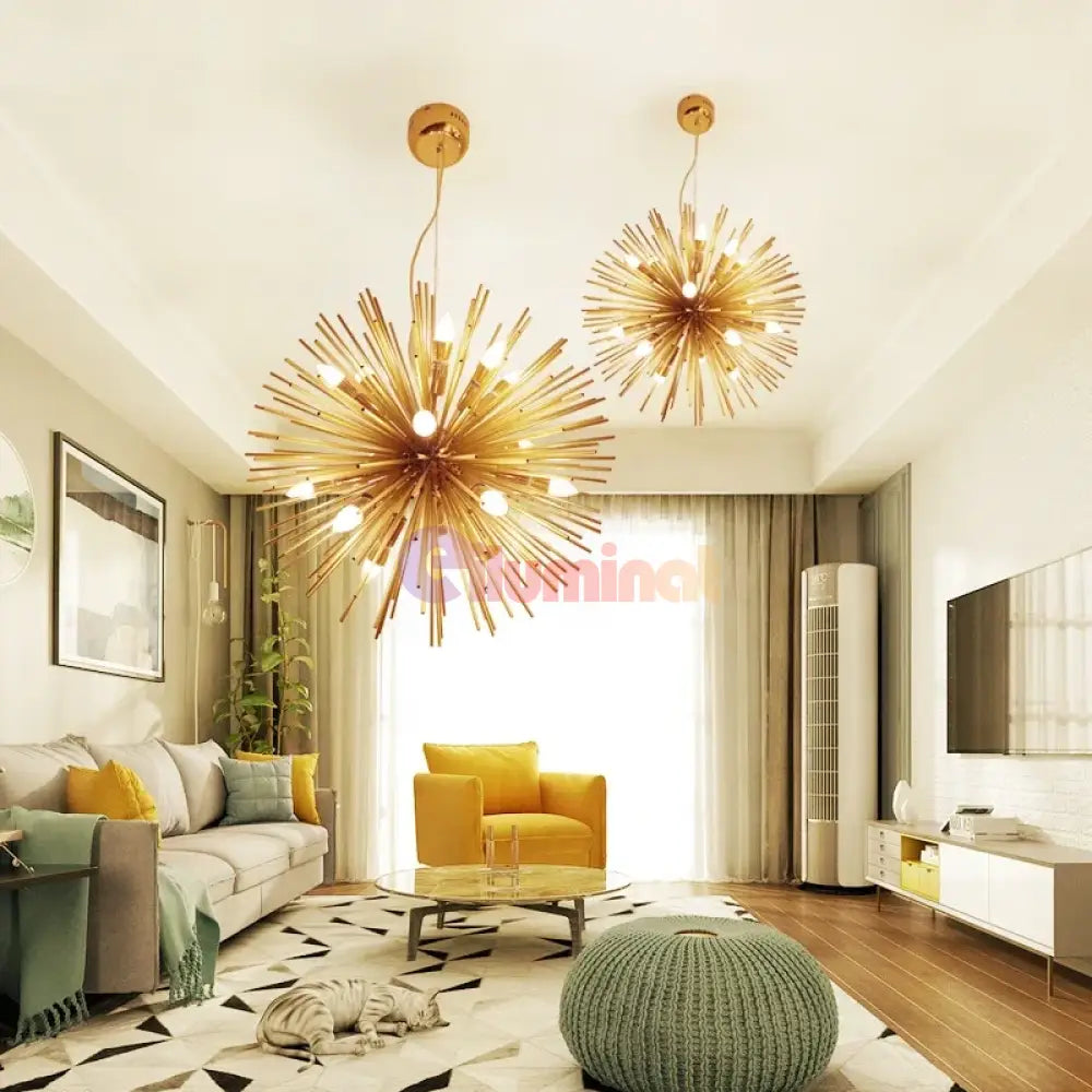 Lustra Suspendata Golden Sun Chandeliers