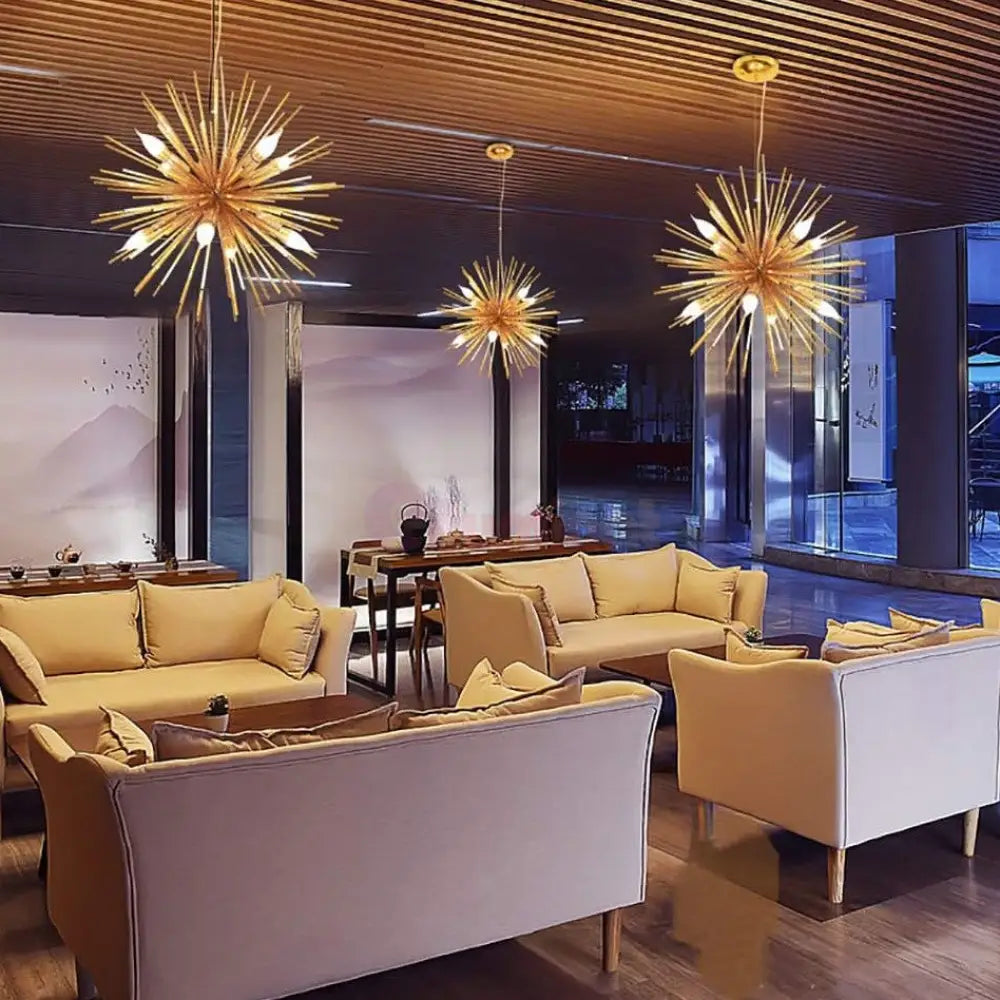 Lustra Suspendata Golden Sun Chandeliers