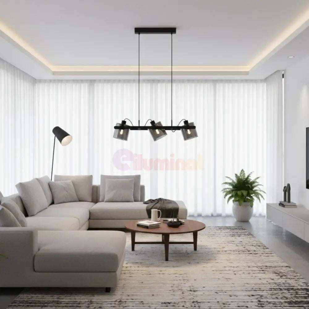 Lustra Suspendata HORNWOOD 3xE27 Black 78CM Chandeliers