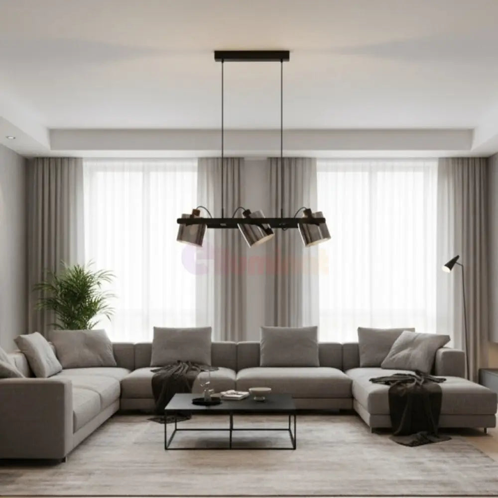 Lustra Suspendata HORNWOOD 3xE27 Black 78CM Chandeliers