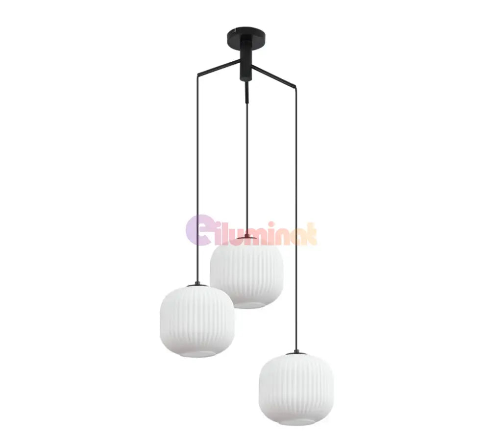 Lustra Suspendata Infesto Glass Vintage Suport Rotund 3Xe27 Lighting Fixtures