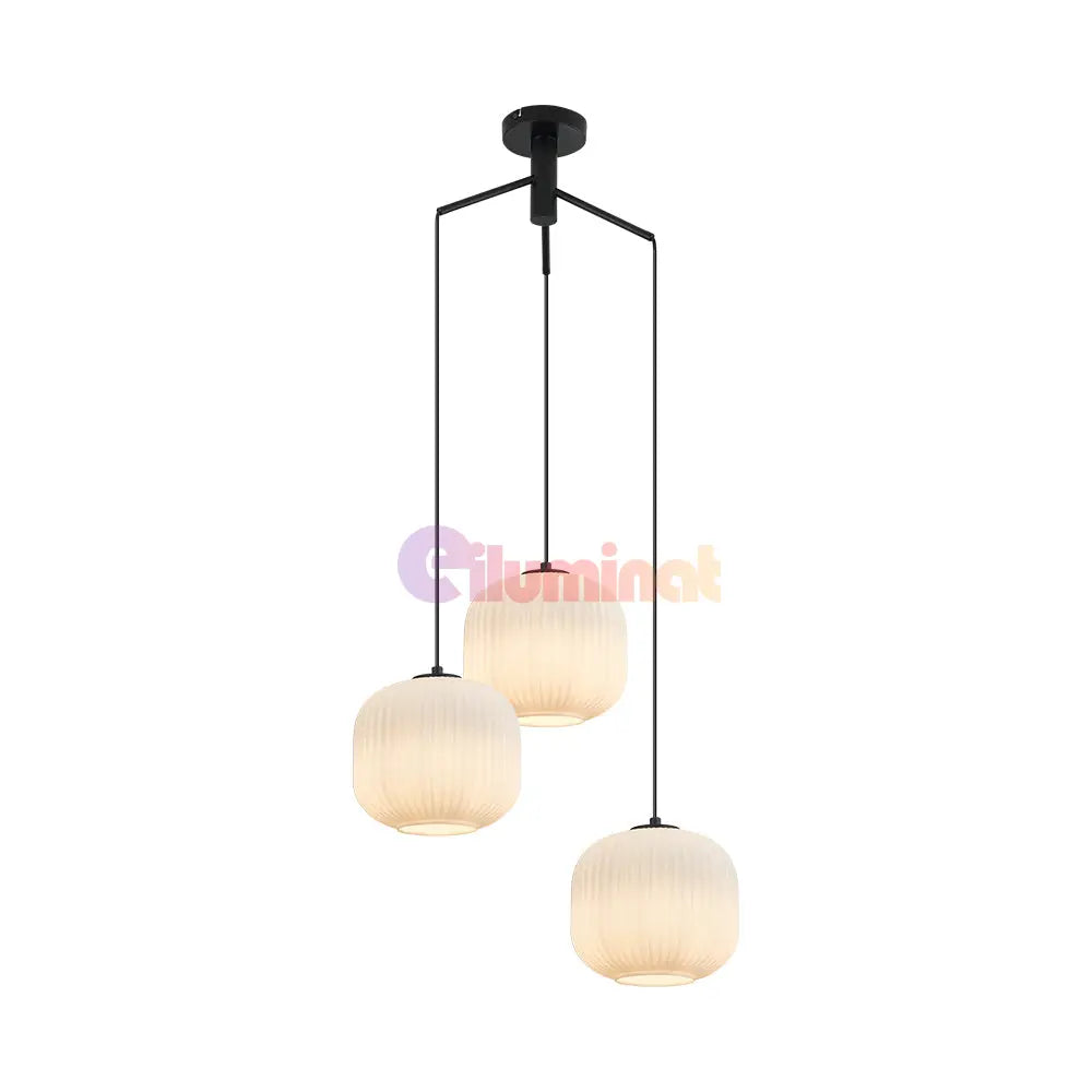 Lustra Suspendata Infesto Glass Vintage Suport Rotund 3Xe27 Lighting Fixtures