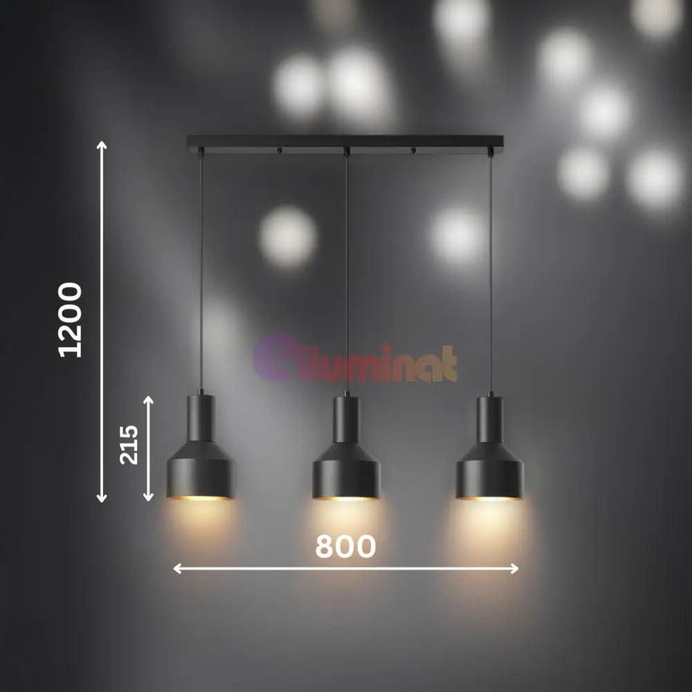 Lustra Suspendata Liniara 3Xe27 Arcane Black Lighting Fixtures