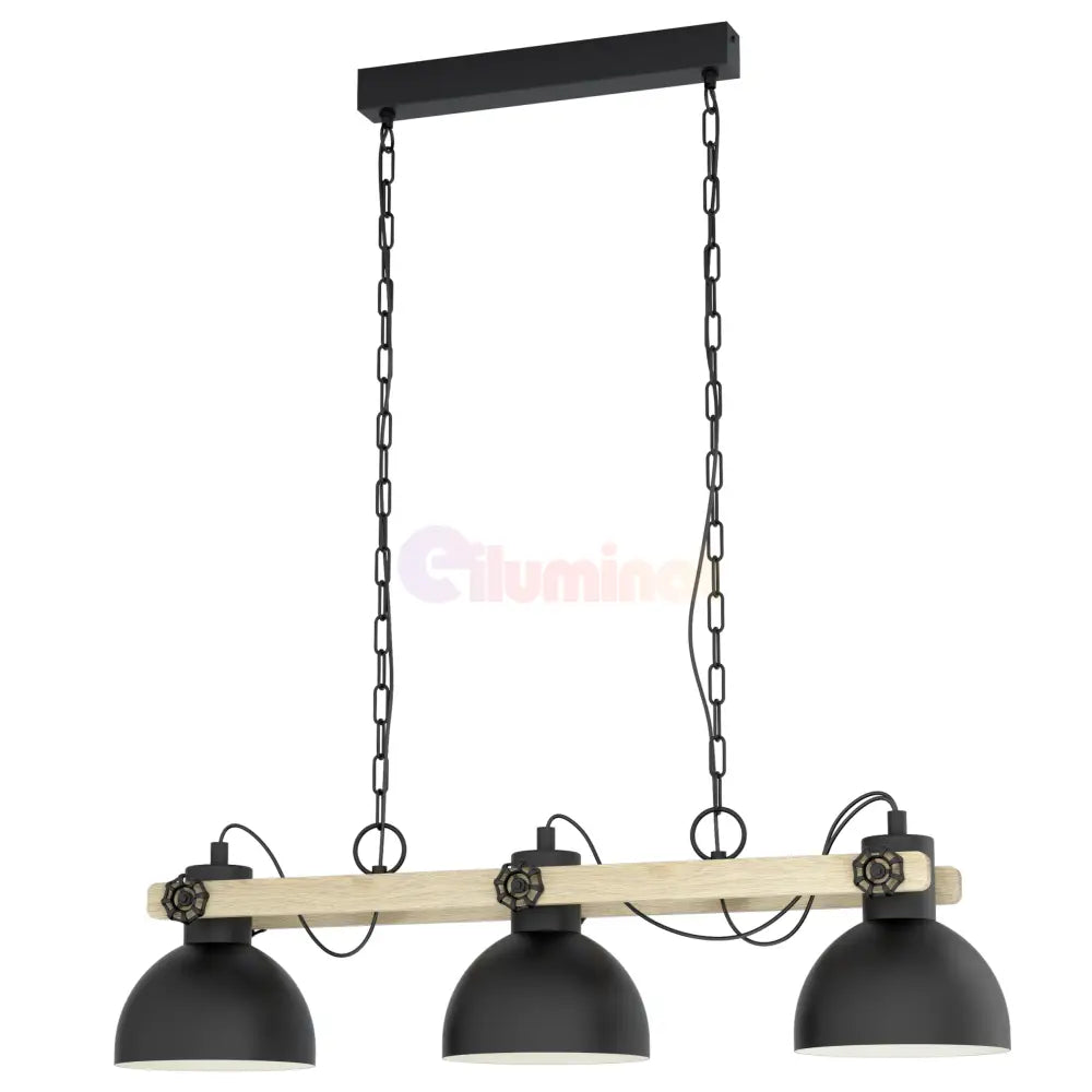 Lustra Suspendata LUBENHAM Black & Wood Eglo Chandeliers