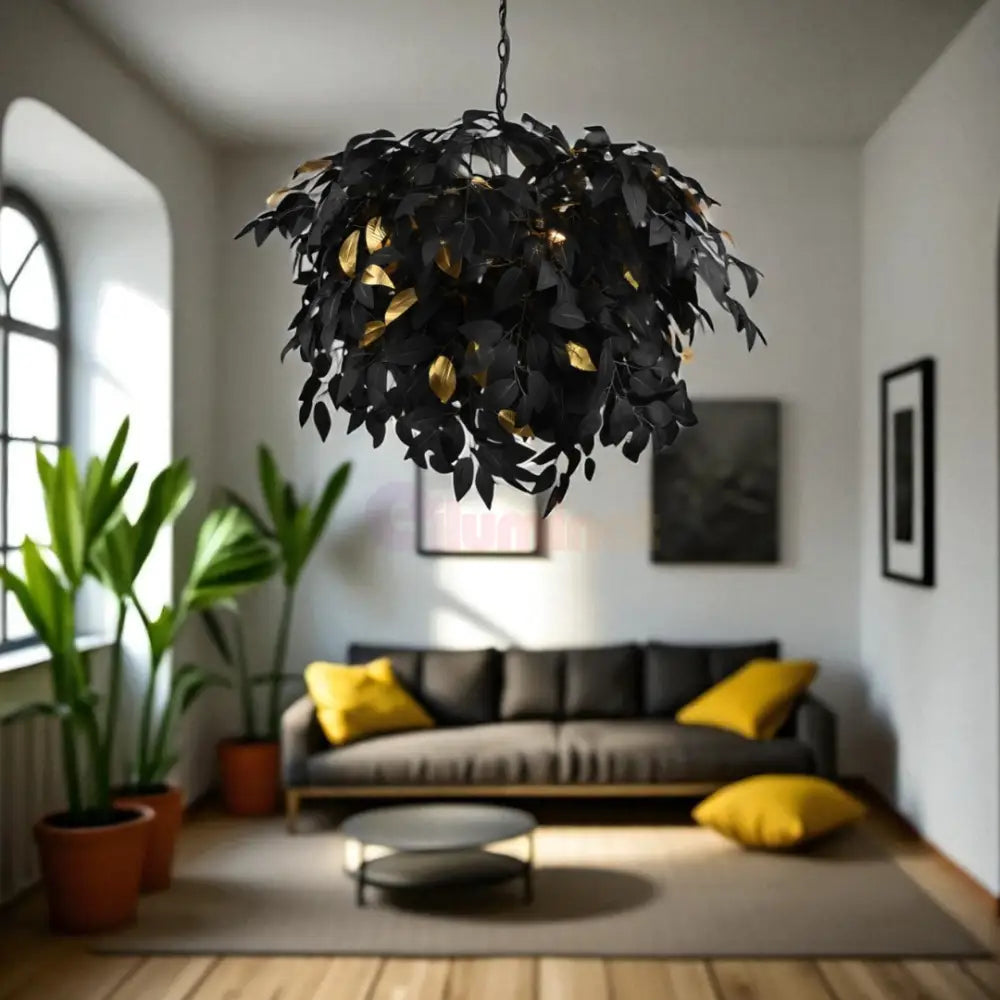 Lustra Suspendata 4xE14 LEAVY Black NEAGRA Lighting Fixtures