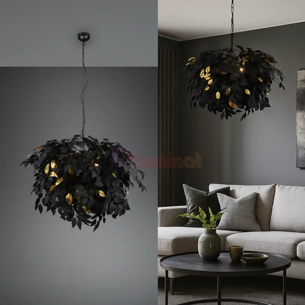 Lustra Suspendata 4xE14 LEAVY Black NEAGRA Lighting Fixtures