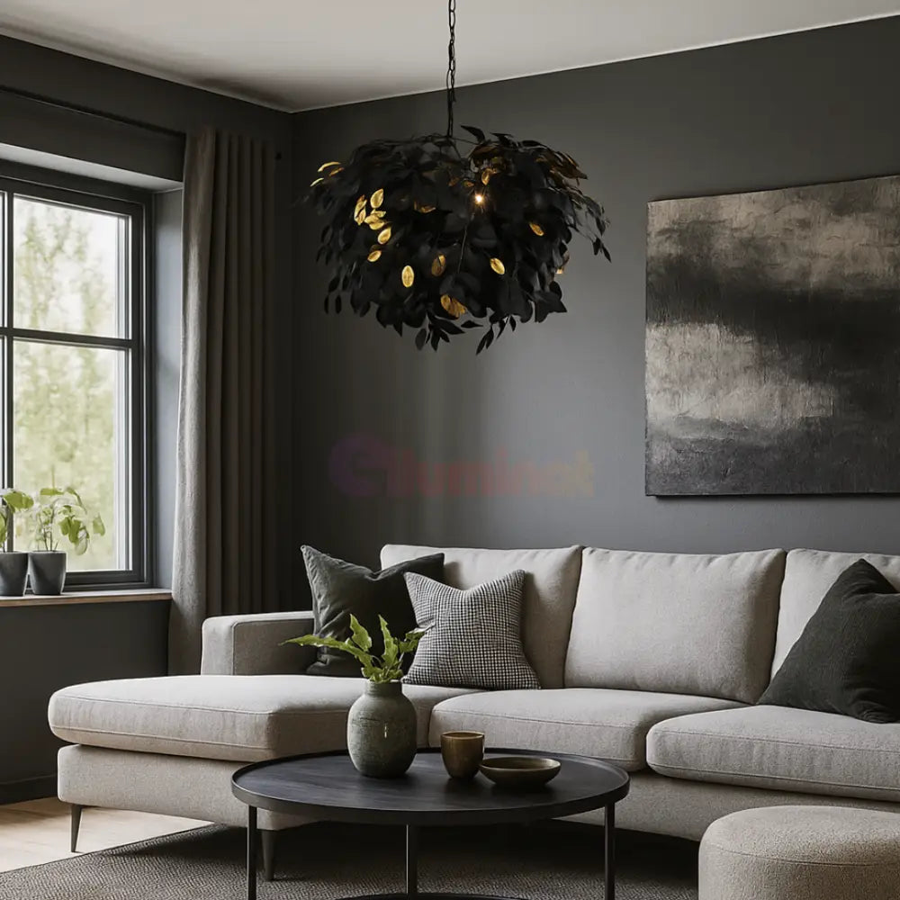Lustra Suspendata 4xE14 LEAVY Black NEAGRA Lighting Fixtures