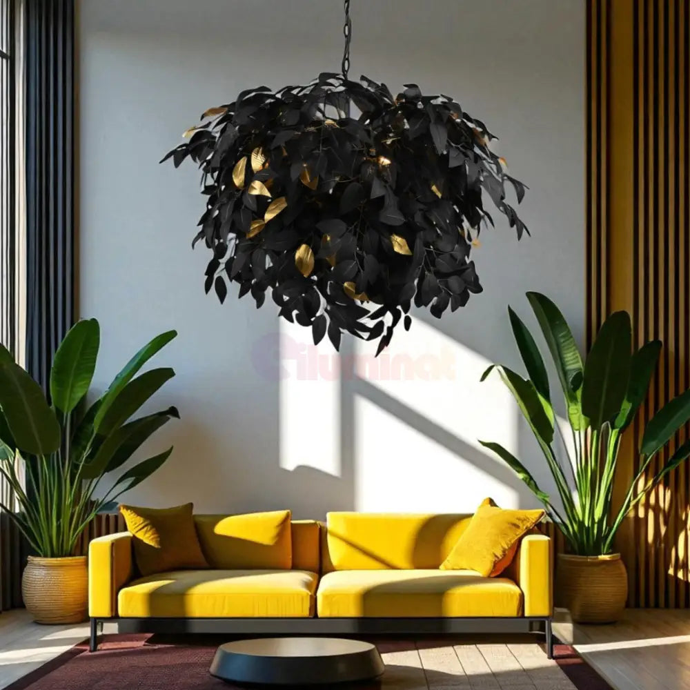Lustra Suspendata 4xE14 LEAVY Black NEAGRA Lighting Fixtures