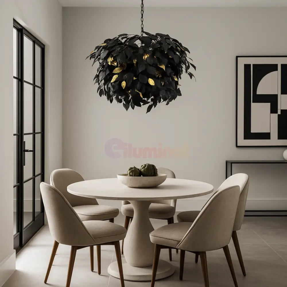 Lustra Suspendata 4xE14 LEAVY Black NEAGRA Lighting Fixtures