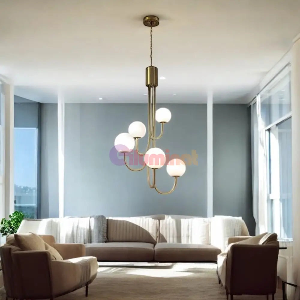 Lustra Suspendata Mini FUBRI Gold Abajur Mat AURIE / ABAJUR / 5 Chandeliers