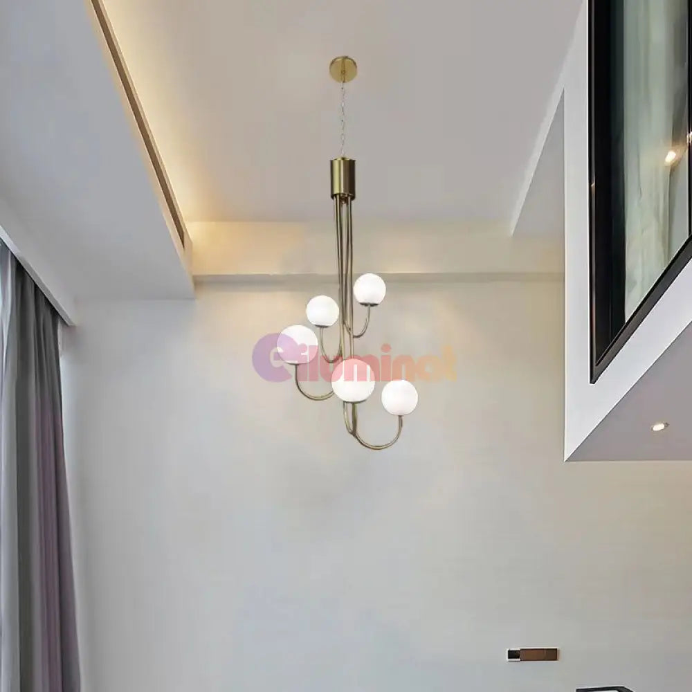 Lustra Suspendata Mini FUBRI Gold Abajur Mat AURIE / ABAJUR / 5 Chandeliers