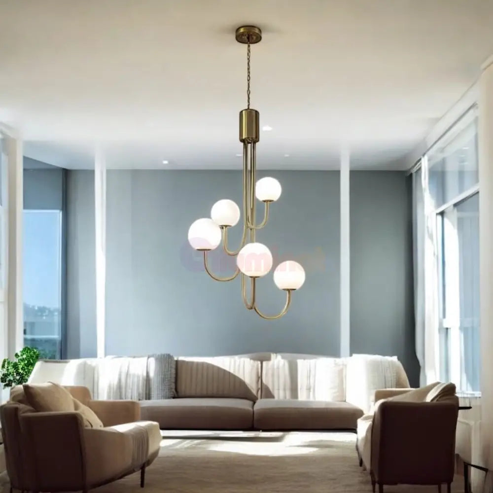 Lustra Suspendata Mini FUBRI Gold Abajur Mat AURIE / ABAJUR / 5 Chandeliers