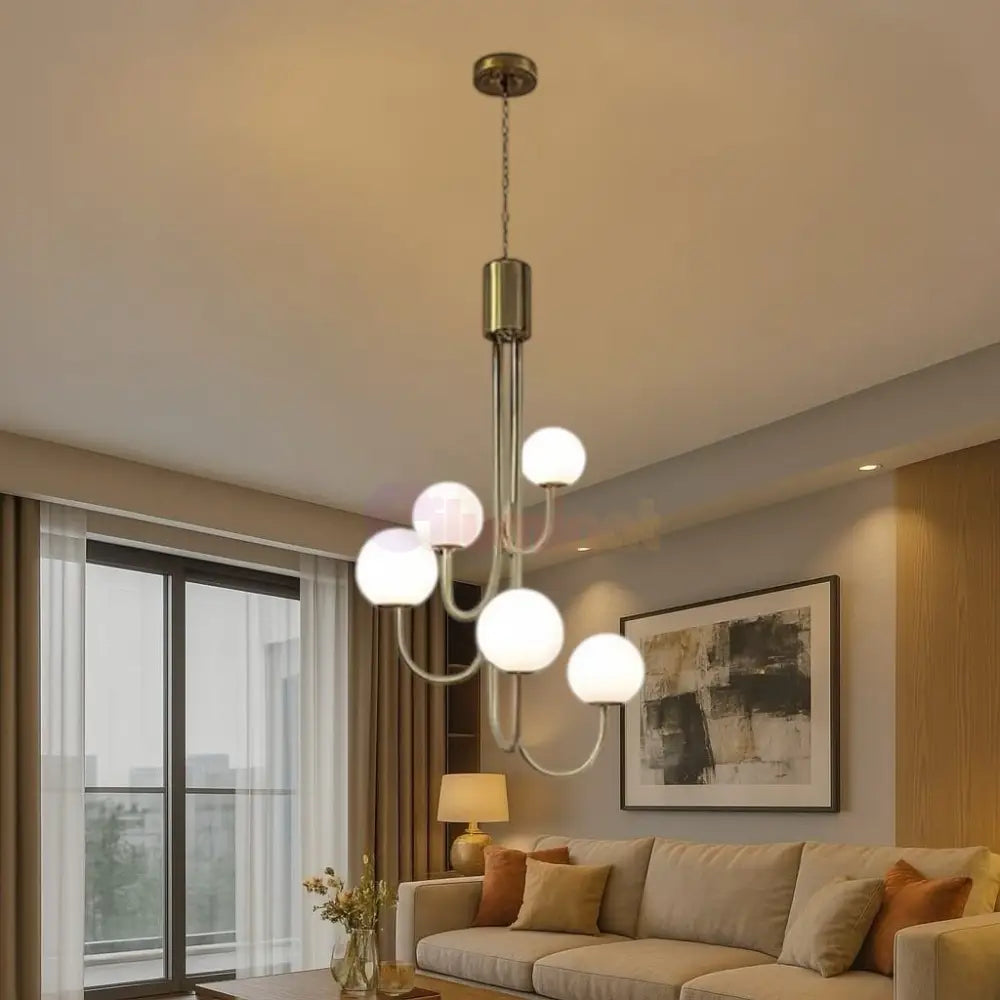 Lustra Suspendata Mini FUBRI Gold Abajur Mat AURIE / ABAJUR / 5 Chandeliers