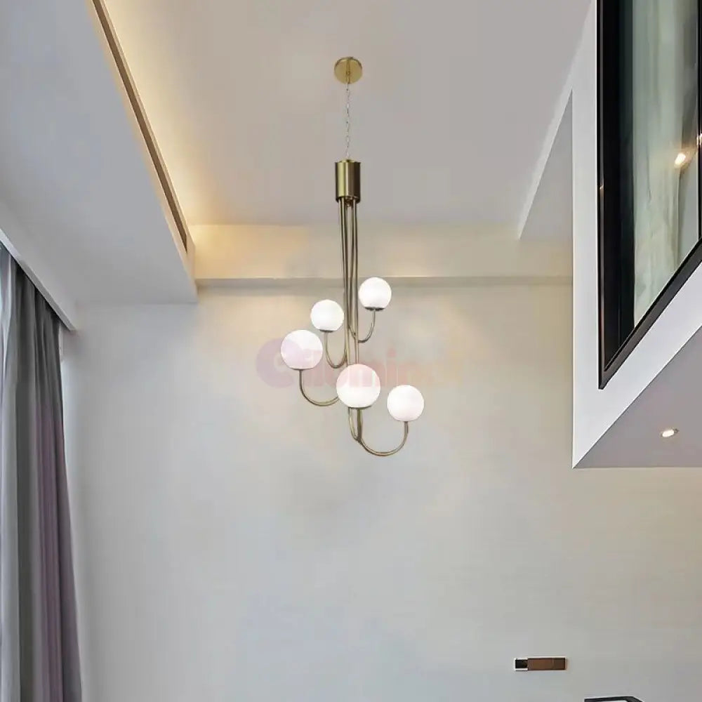 Lustra Suspendata Mini FUBRI Gold Abajur Mat AURIE / ABAJUR / 5 Chandeliers