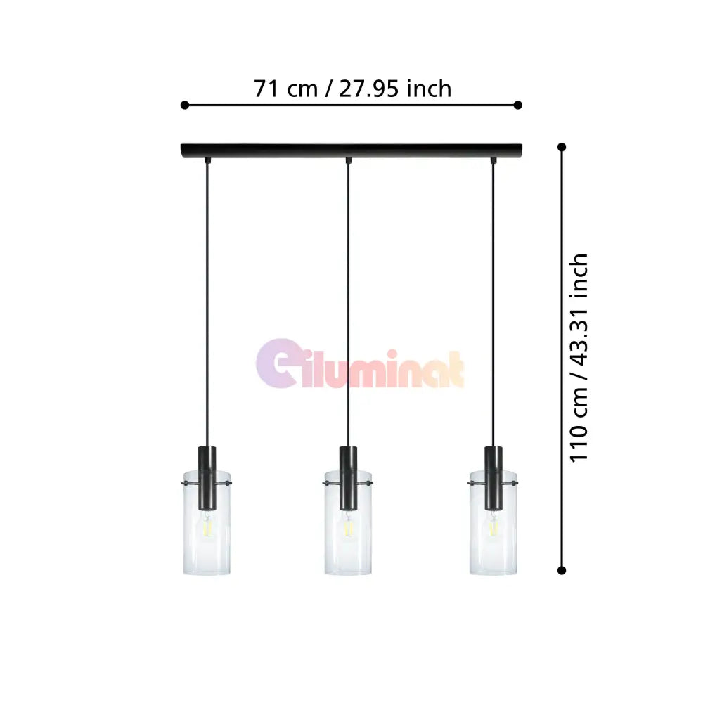 Lustra Suspendata MONTEFINO Black 110CM NEAGRA / VINTAGE SI RETRO DESIGN / 110CM Chandeliers