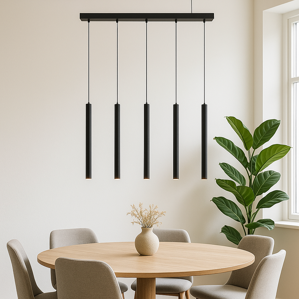Lustra Suspendata ORION BLACK Liniara 5xG9 NEAGRA / SUSPENDATE Chandeliers
