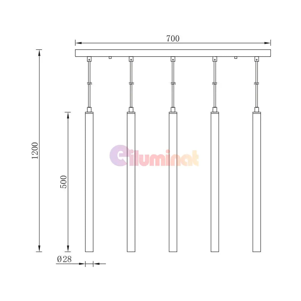 Lustra Suspendata ORION GOLD Liniara 5xG9 AURIE / SUSPENDATE Chandeliers