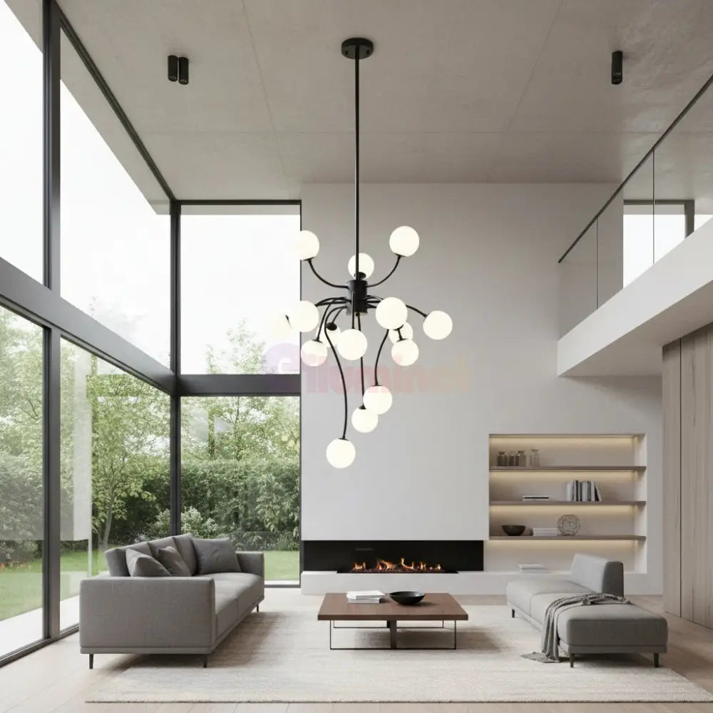 Lustra Suspendata REVSA Black Abajur Mat 15xG9 Chandeliers
