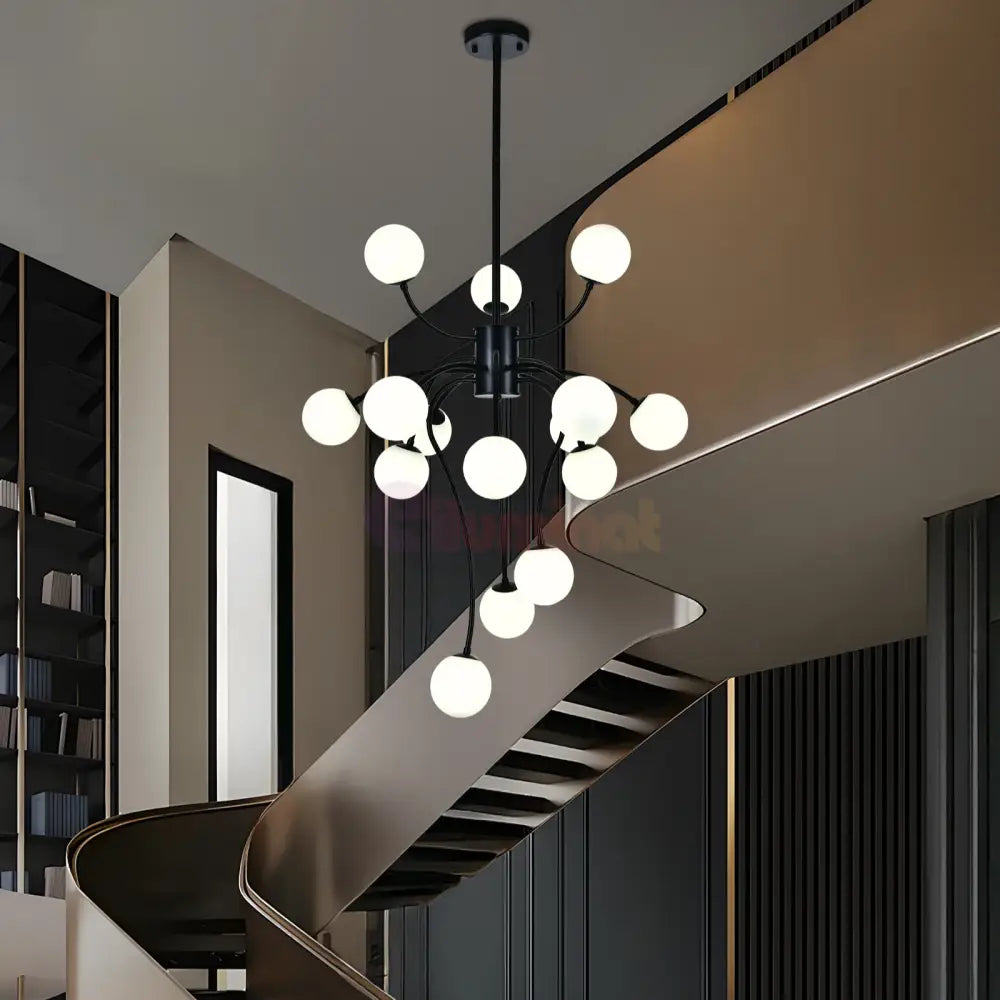 Lustra Suspendata REVSA Black Abajur Mat 15xG9 Chandeliers