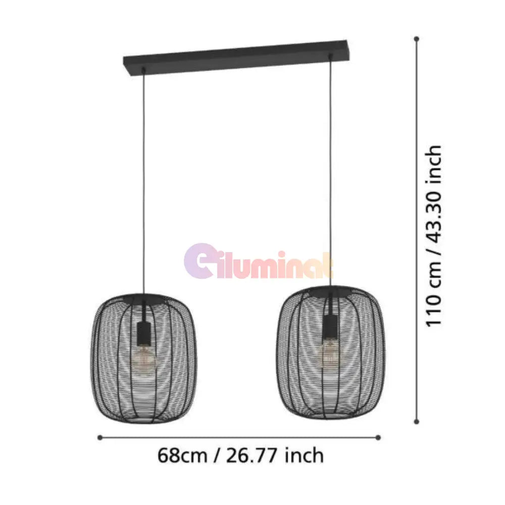 Lustra Suspendata RINROE Black 110CM NEAGRA / VINTAGE SI RETRO DESIGN / 110CM Chandeliers