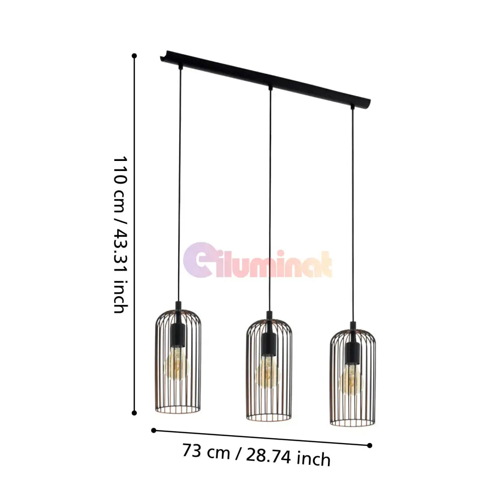 Lustra Suspendata ROCCAMENA Black 110CM NEAGRA / VINTAGE SI RETRO DESIGN / 110CM Chandeliers