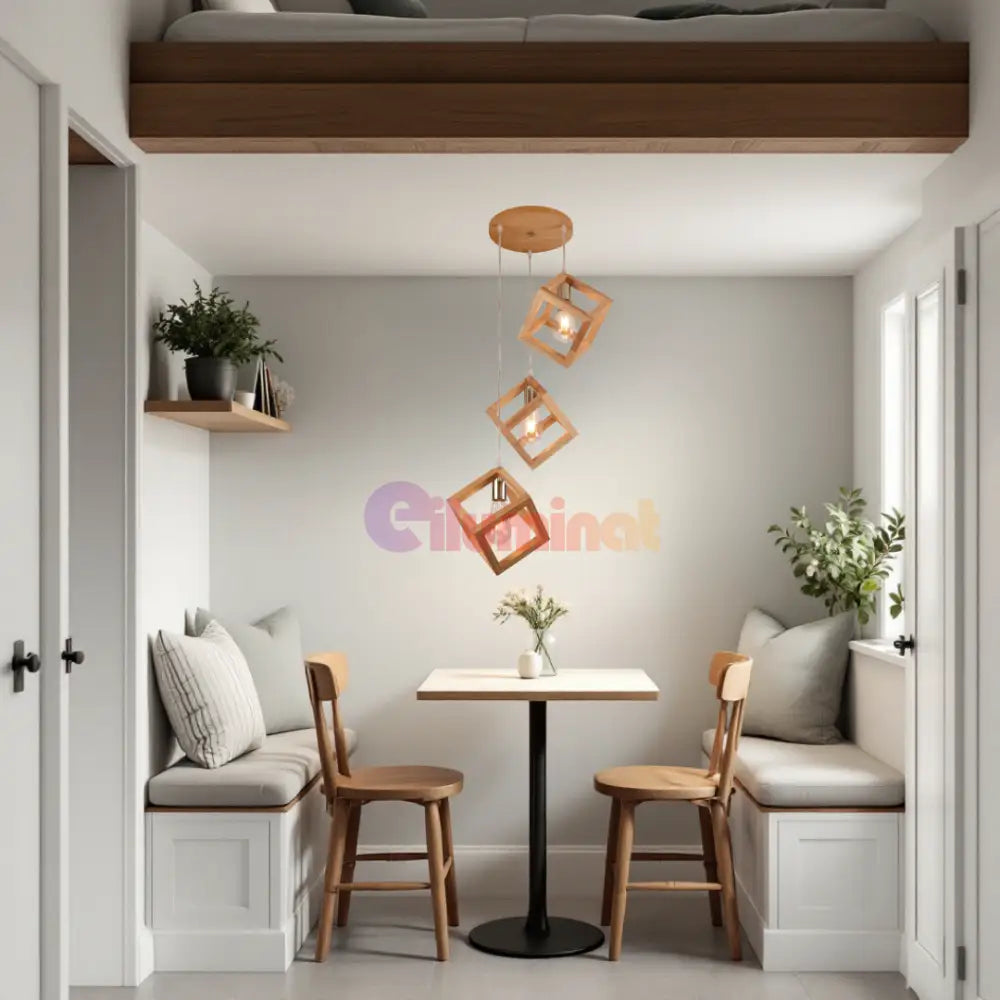 Lustra 3xE27 Lemn LumaCube - HY-C5107/3LEMN LEMN Lighting Fixtures