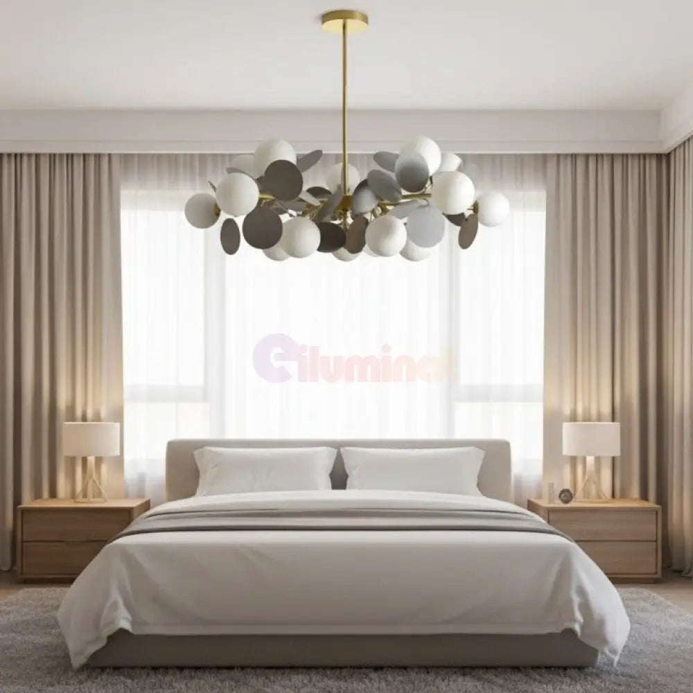 Lustra Suspendata SELVA Gold & Grey Abajur Mat Chandeliers