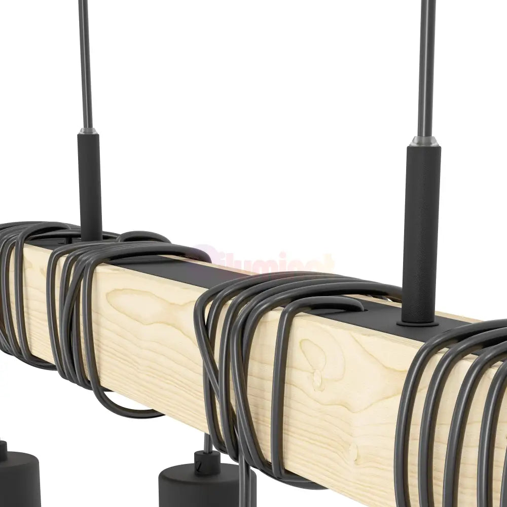 Lustra Suspendata TOWNSHEND 5 Black & Wood 4xE27 Eglo Chandeliers